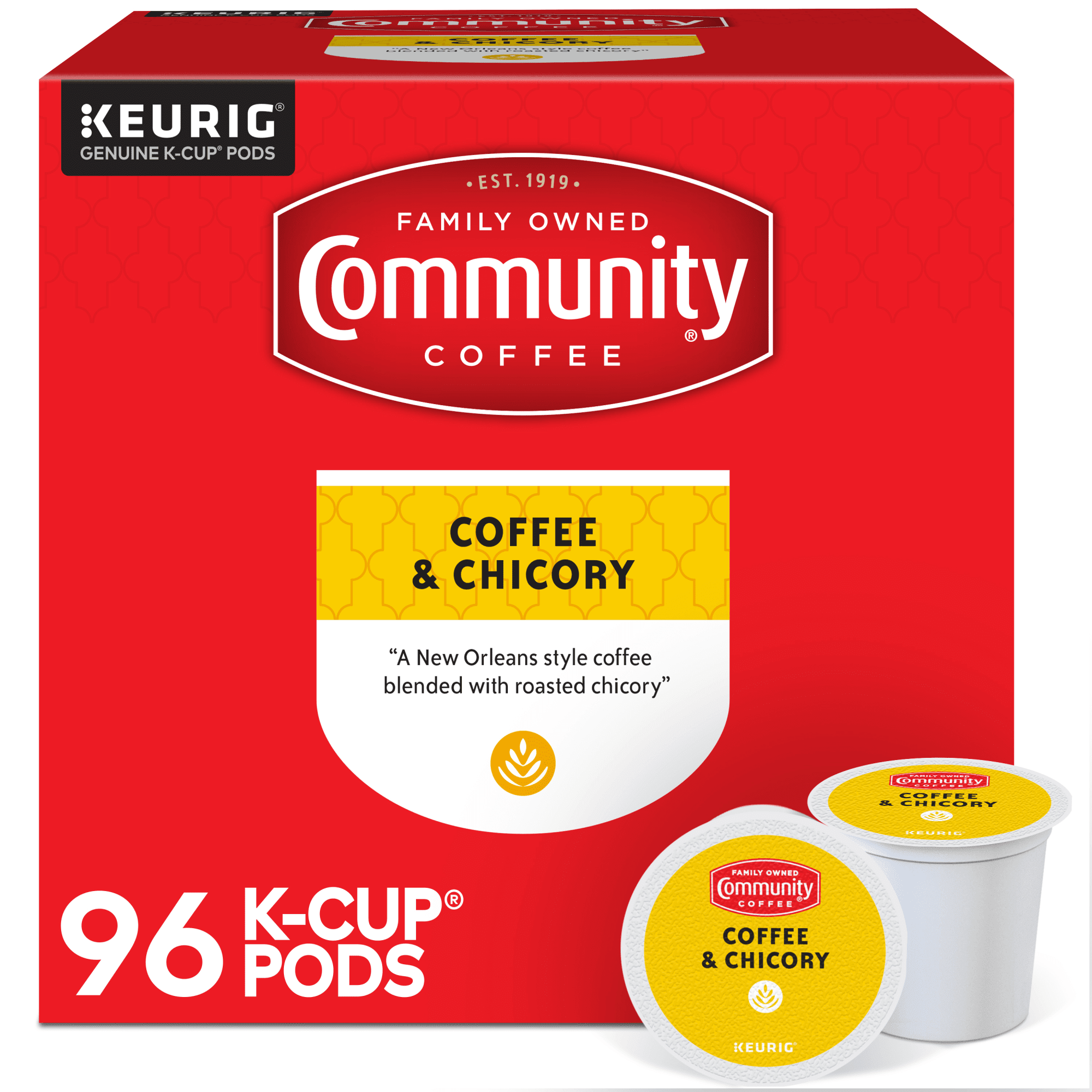 Community Coffee Keurig® K-Cups, Coffee Chicory, 96 Pods Box