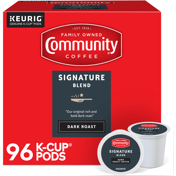 (4 pack) Community Coffee Signature Blend Dark Roast 24 ct Single Serve Keurig K-Cup Pods