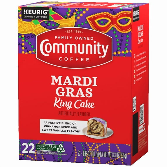 Community® Coffee Mardi Gras King Cake Coffee Single-Serve Cups 22 ct Box