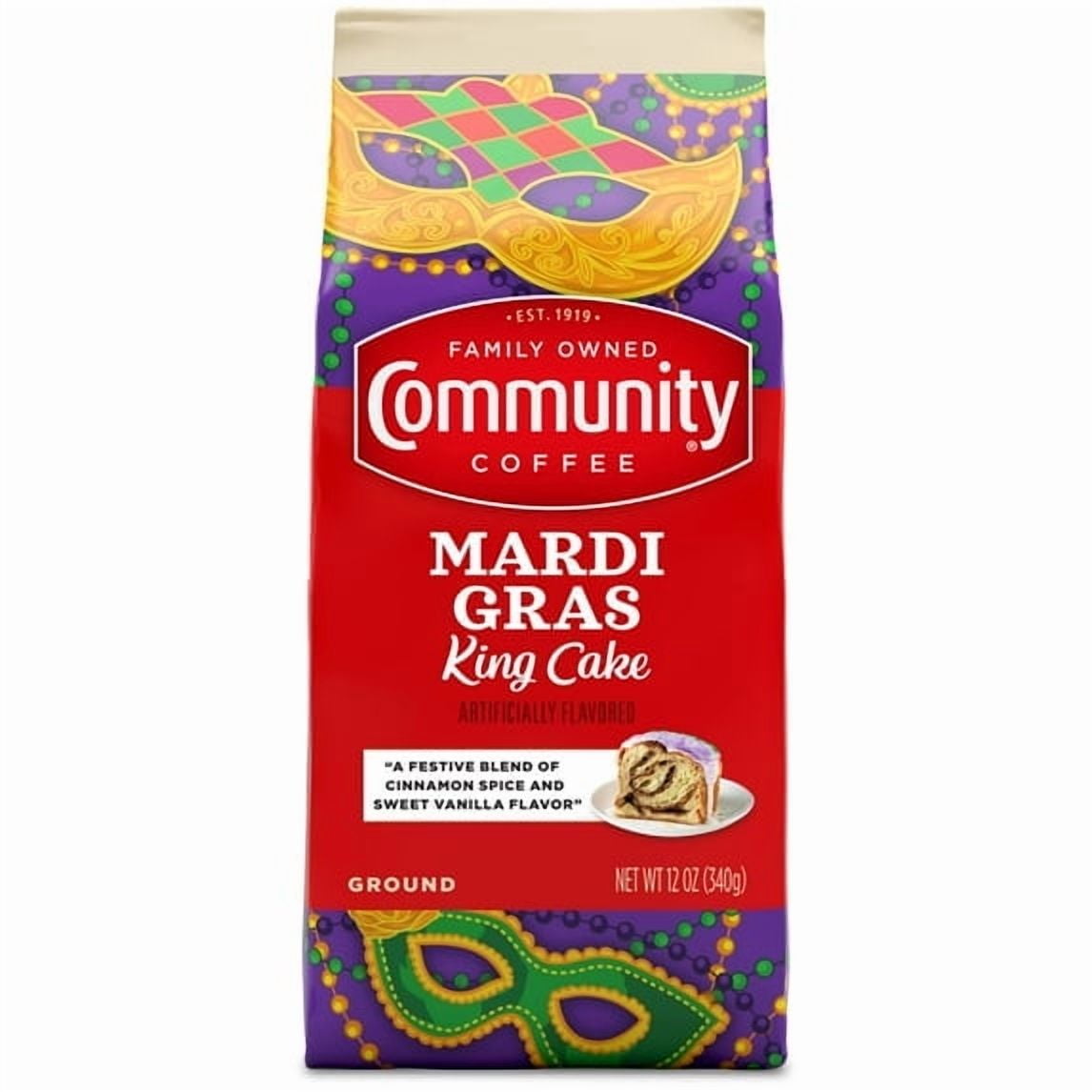 Community® Coffee Mardi Gras King Cake Ground Coffee 12 oz. Bag (Pack of 4)