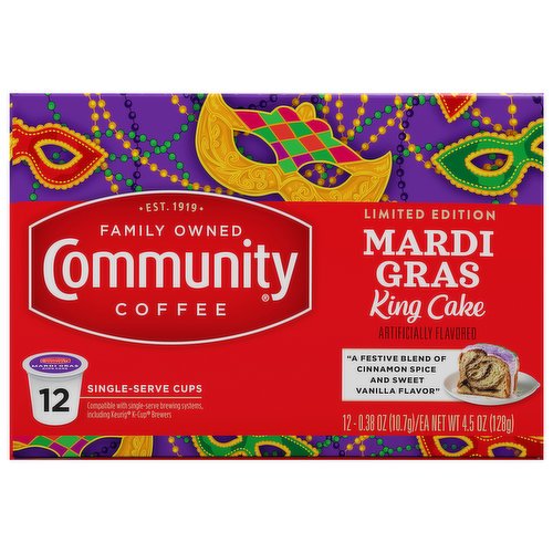 Community Coffee Mardi Grass King Cake 12ct