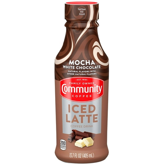 Community Coffee Mocha White Chocolate Iced Latte Ready To Drink 13.7 Ounce Bottle