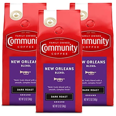 Community Coffee New Orleans Blend 36 Ounces, Special Dark Roast Ground Coffee, 12 Ounce Bag (Pack Of 3)