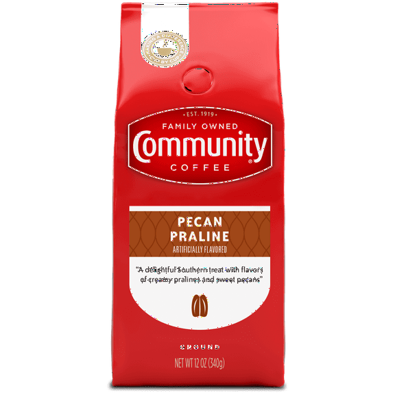 Community Coffee Pecan Praline Medium Roast Ground 12 oz Gable Top, Pack of 4