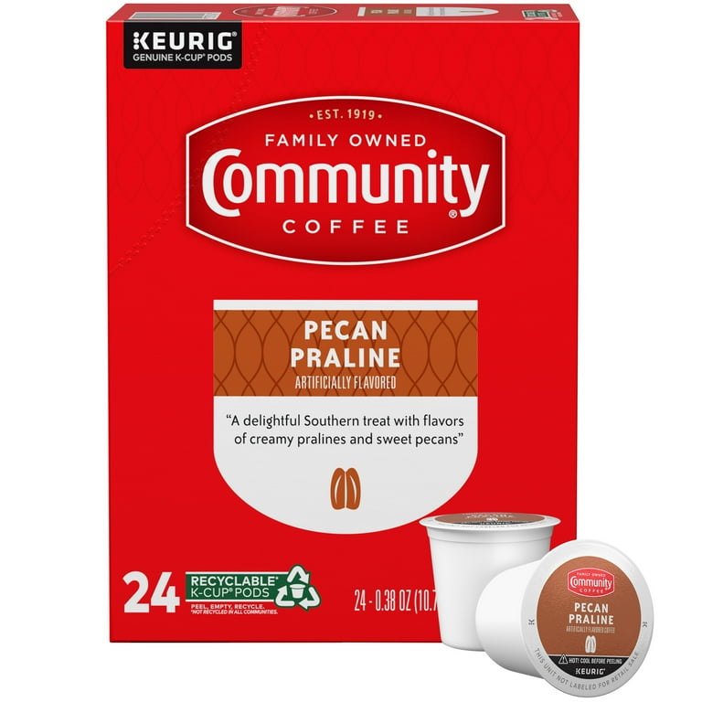 Community Coffee Pecan Praline Medium Roast Single Serve Keurig K Cup Pods 24 ct Box