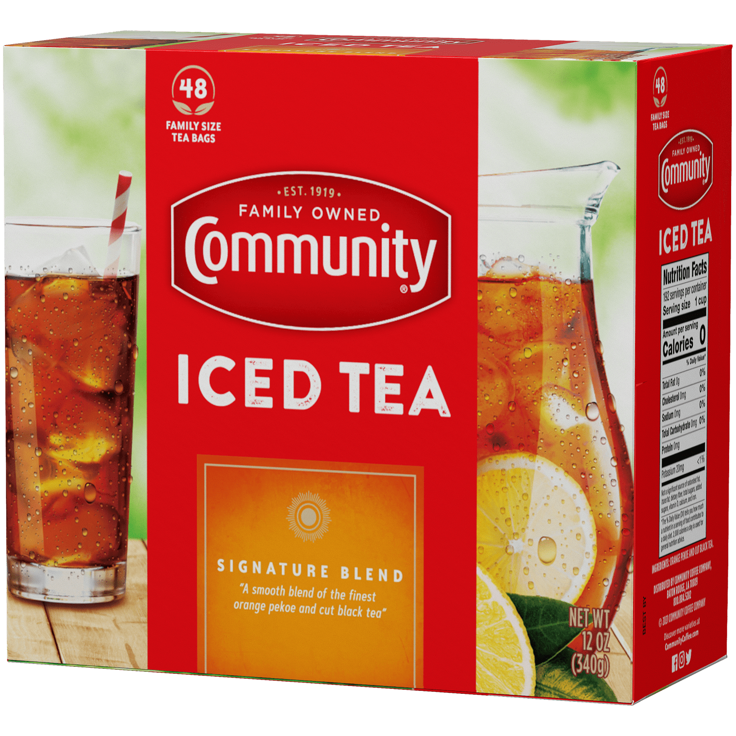 Community® Coffee Signature Iced Tea Bags, Family Size, 48 Ct Box