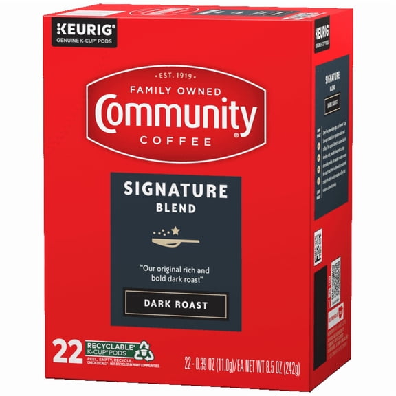 Community Coffee Signature Blend Coffee Single-Serve Cups 22 ct Box