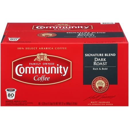 Community® Coffee Signature Blend Dark Roast Coffee Single-Serve Cups 80 ct Box Compatible with Keurig 2.0 K-Cup Brewers
