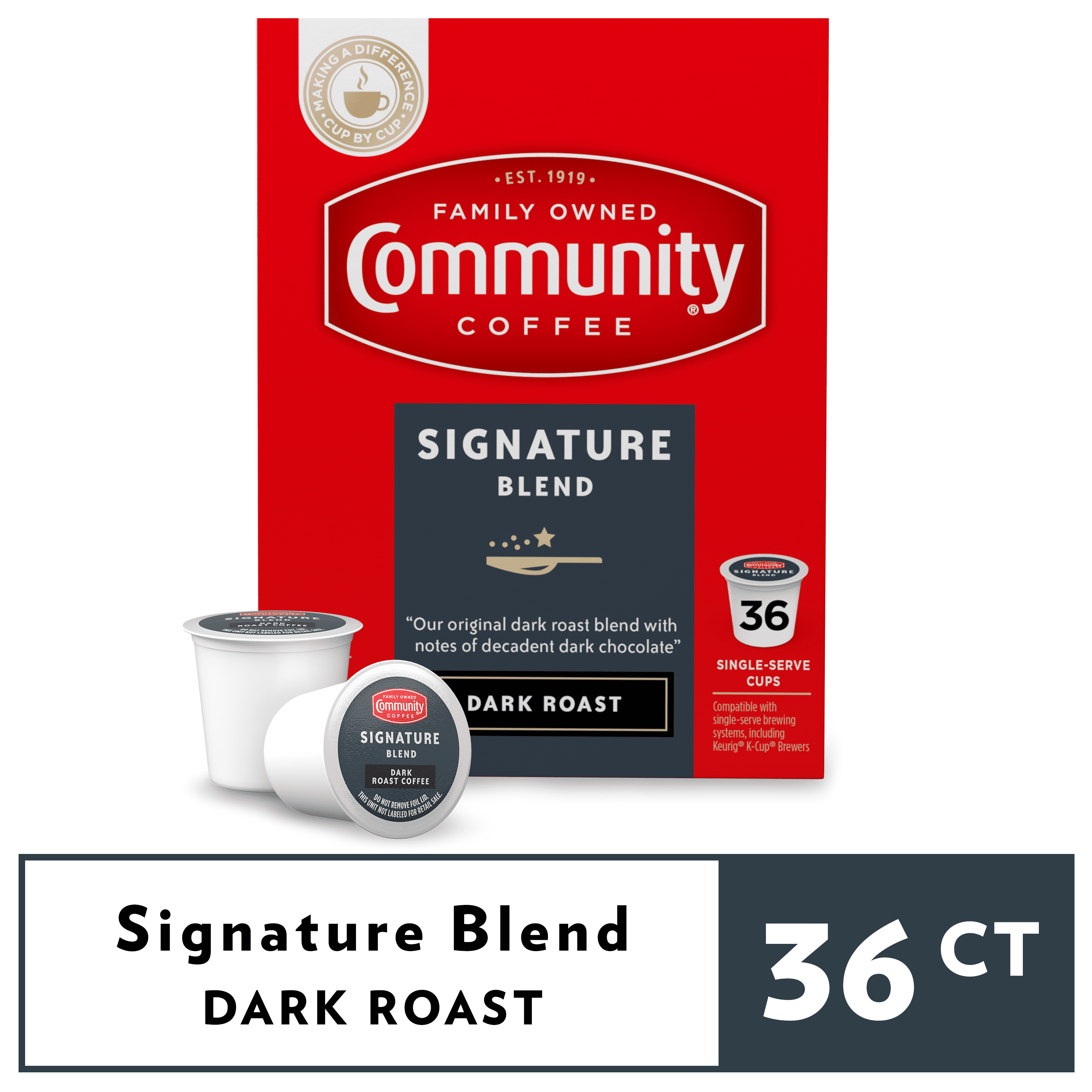 Community Coffee Signature Blend Dark Roast, Single Serve Coffee