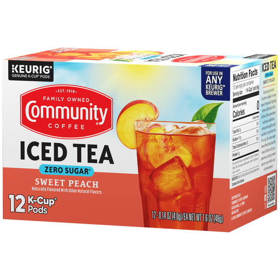 Community® Coffee Sweet Peach (Zero Sugar) Iced Tea K-Cup 12 Ct Box