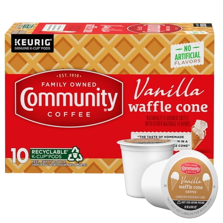 Community Coffee Vanilla Waffle Cone, 10 Count Coffee Pods, Ice Cream Flavored, Compatible With Keurig 2.0 K-Cup Brewers, 10 Count (Pack Of 1)