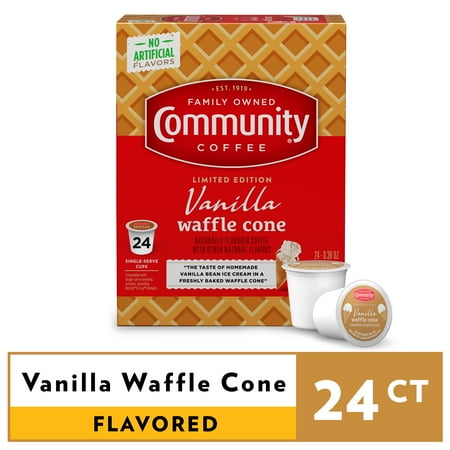 Community Coffee Vanilla Waffle Cone Flavored Keurig Coffee Pods, 24 Ct