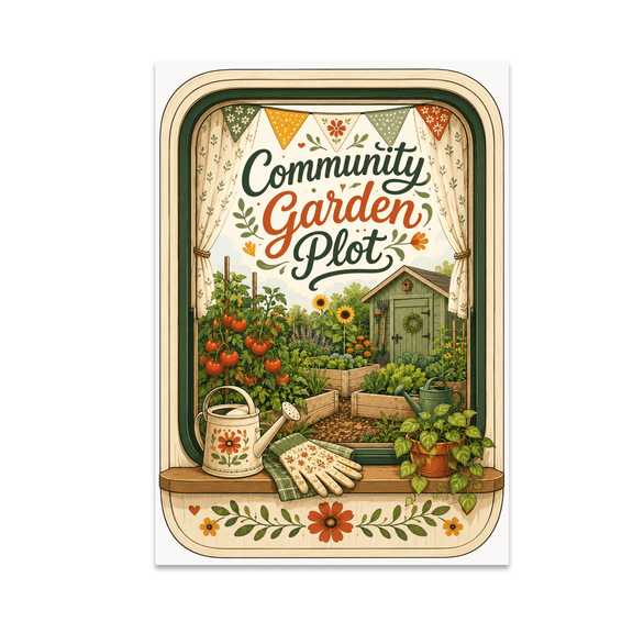 Community Garden Plot Nature Wall Art - Urban Gardener - 13x19 Poster Print