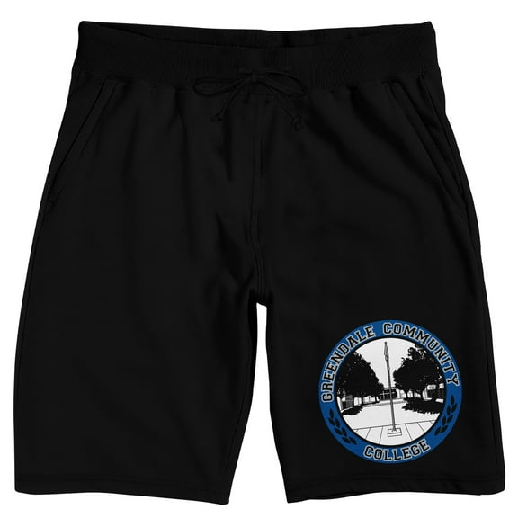 Community Greendale College Logo Men's Black Sleep Pajama Shorts-Medium