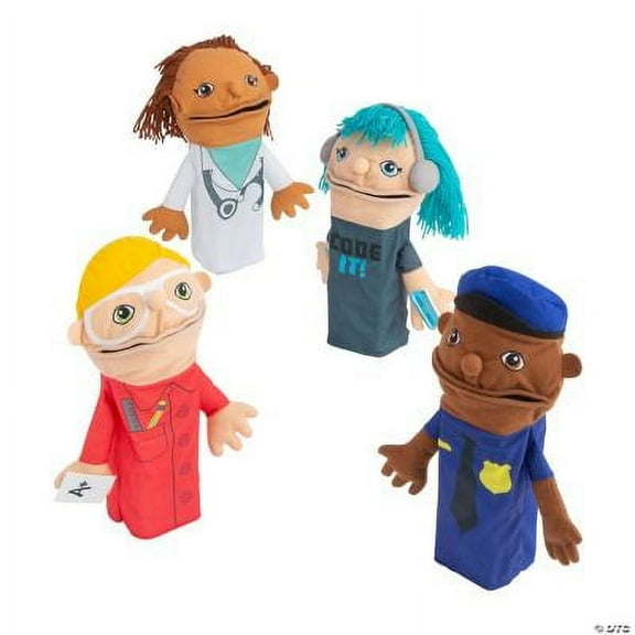 Community Helper Plush Hand Puppets, Birthday, Toys, 4 Pieces