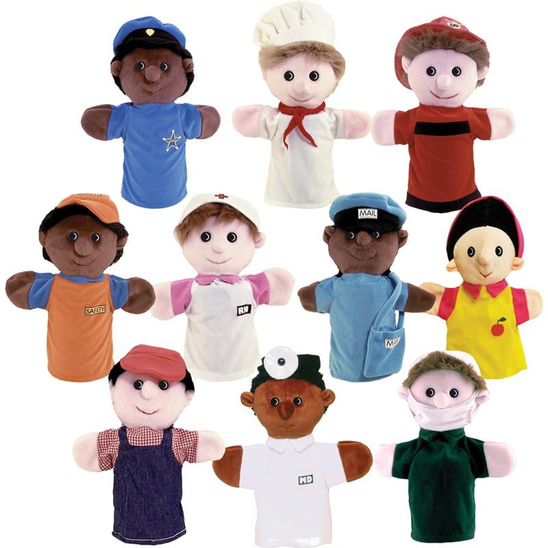 Multicolored Community Helper Puppets Set of 10