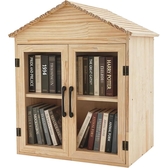 Community Library Box Little Library Box Outdoor, Waterproof Book Exchange Cabinet- Solid Wood Community Sharing Box for Neighborhoods, Schools Reading & Sharing Books (19.6"×14.2"×25.2"-A)