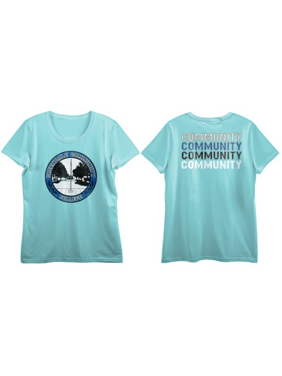 Community Logo & Text Art Crew Neck Short Sleeve Mint Women's T-shirt-XXL