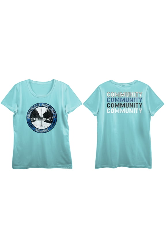 Community Logo & Text Art Crew Neck Short Sleeve Mint Women's T-shirt-XXL