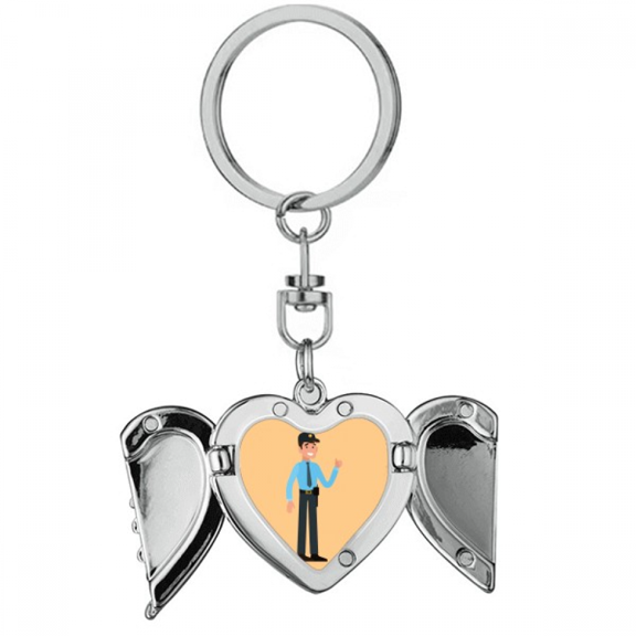 Community Security Professional Logistics Heart Angel Wing Key Chain Holder