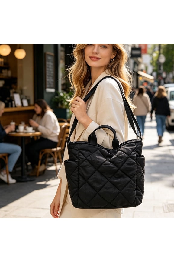 Commute Large Capacity Tote Bag Women Shoulder Bag Crossbody Soft Padded Handheld Cloth Bag Multi Way Wear Large Storage Casual Work Daily Use