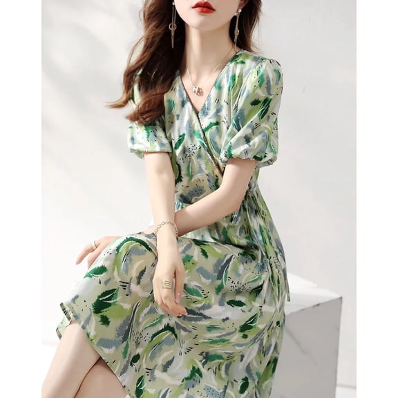 Commuter Elegant 2023 Fashionable Temperamental All-Match Floral Summer Dress Waist-Tight Dress Women's Summer Fashion