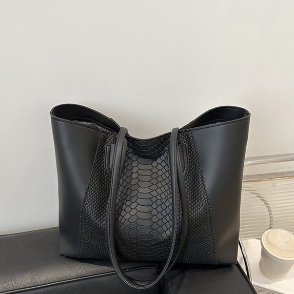 Commuter Leather Tote Handbag,Versatile Shoulder Bag with Durable Handles and Large Capacity for Work,Travel,Leisure,or Everyday Use,Fashionable Accessory for Fall and Winter Seasons-Black