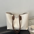 thumbnail image 1 of Commuter Leather Tote Handbag,Versatile Shoulder Bag with Durable Handles and Large Capacity for Work,Travel,Leisure,or Everyday Use,Fashionable Accessory for Fall and Winter Seasons-White, 1 of 6