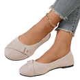 thumbnail image 1 of Commuter Shoes, Women's Buckle Detail Flats Comfortable Low Profile Dress Shoes with Flexible Walking Sole and Easy Everyday Style Flat Sole Shoes Ballet Commuter Shoes Flats, White US-9.5/EU-42, 1 of 6