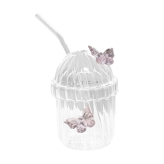Commuters Friendly Leak Proof Straw Cup Feature Vertical Grip Design Sturdy Borosilicate Materials Travel Friendly