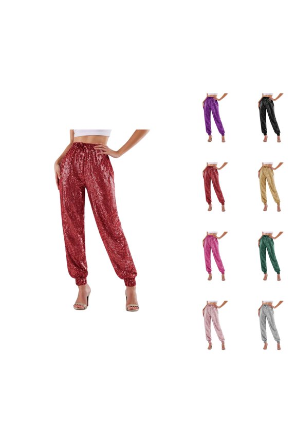 Commuting Sequined Fashionable Form Fitting High Waisted Casual Pants