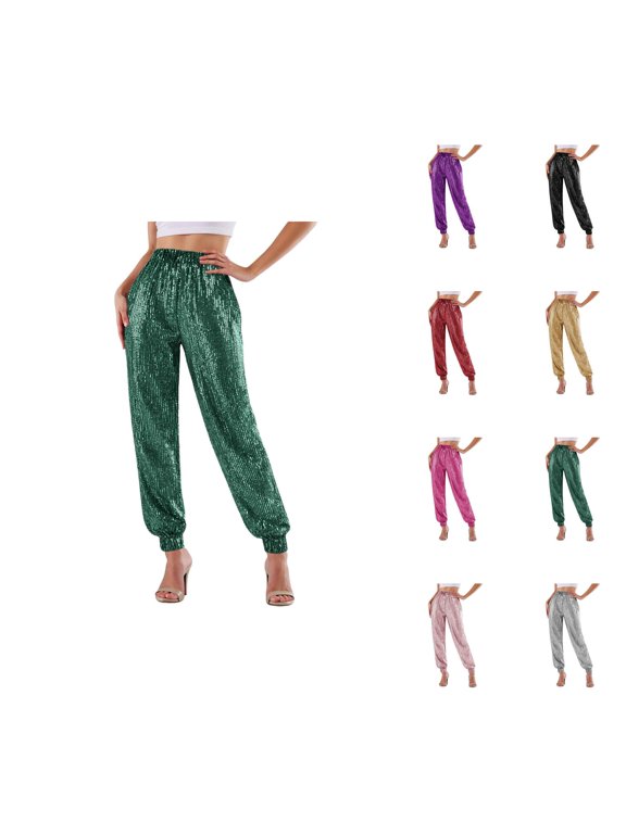 Commuting Sequined Fashionable Form Fitting High Waisted Casual Pants