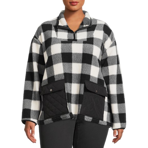 Como Blu Long Sleeve Half Zip Pullover Athletic Sweatshirt (Women's Plus) 1 Pack
