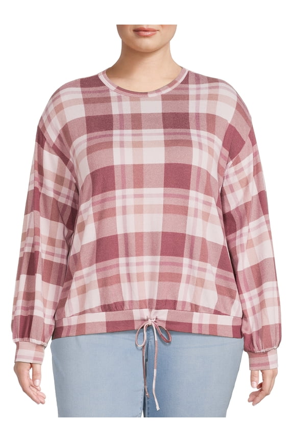 Plus Size Plaid Long Sleeve Pullover Sweatshirt