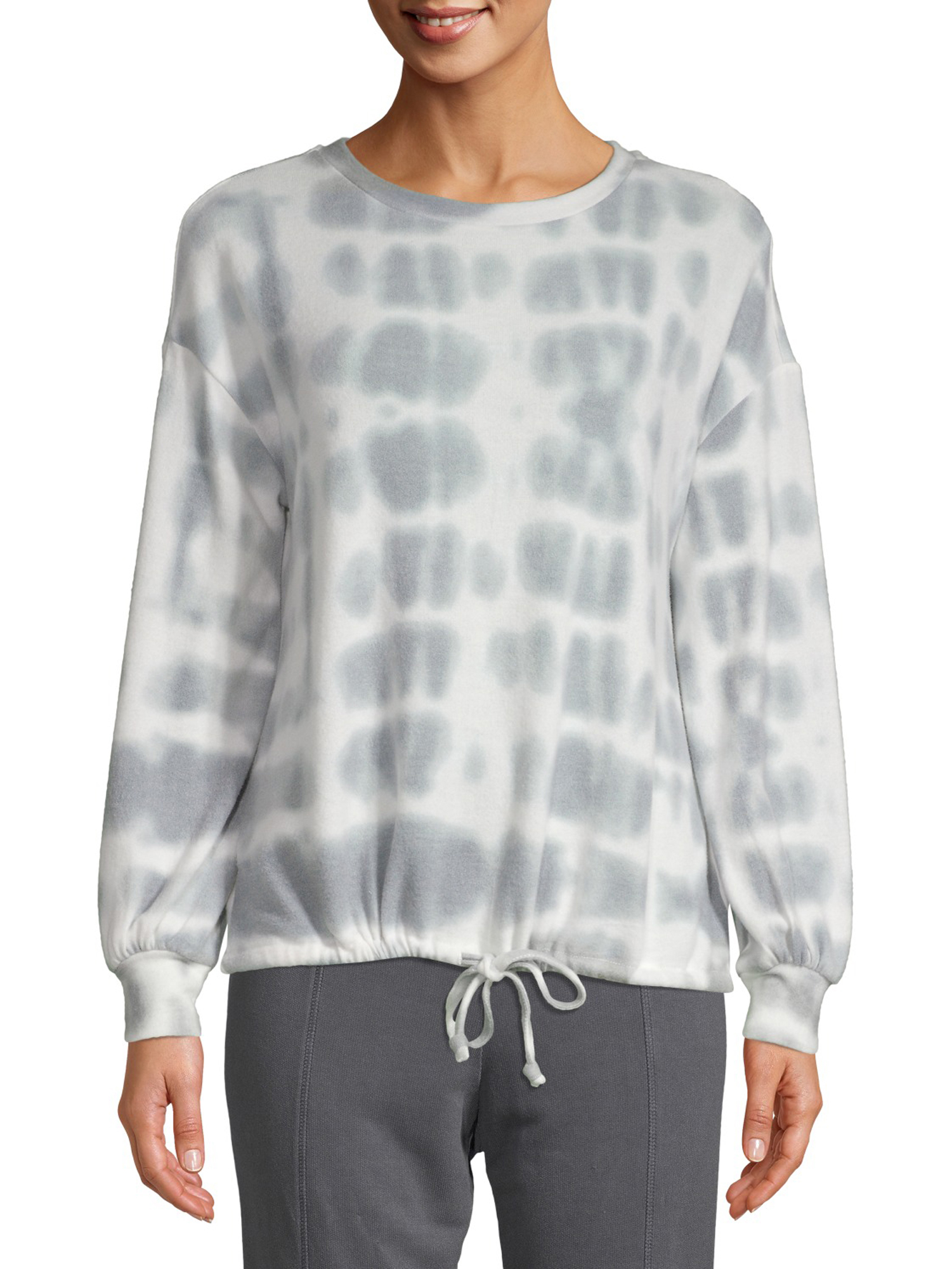 Como Blu Women's Athleisure Hacci Tie Dye Pullover with Drawstring - image 1 of 6