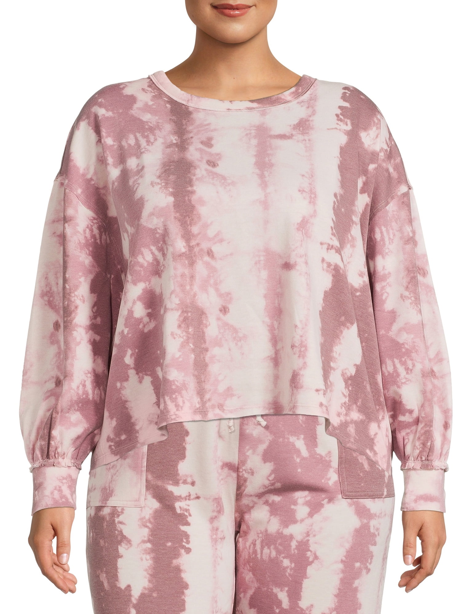 Como Blu Women's Plus Size Athlesiure Baby Terry Pullover