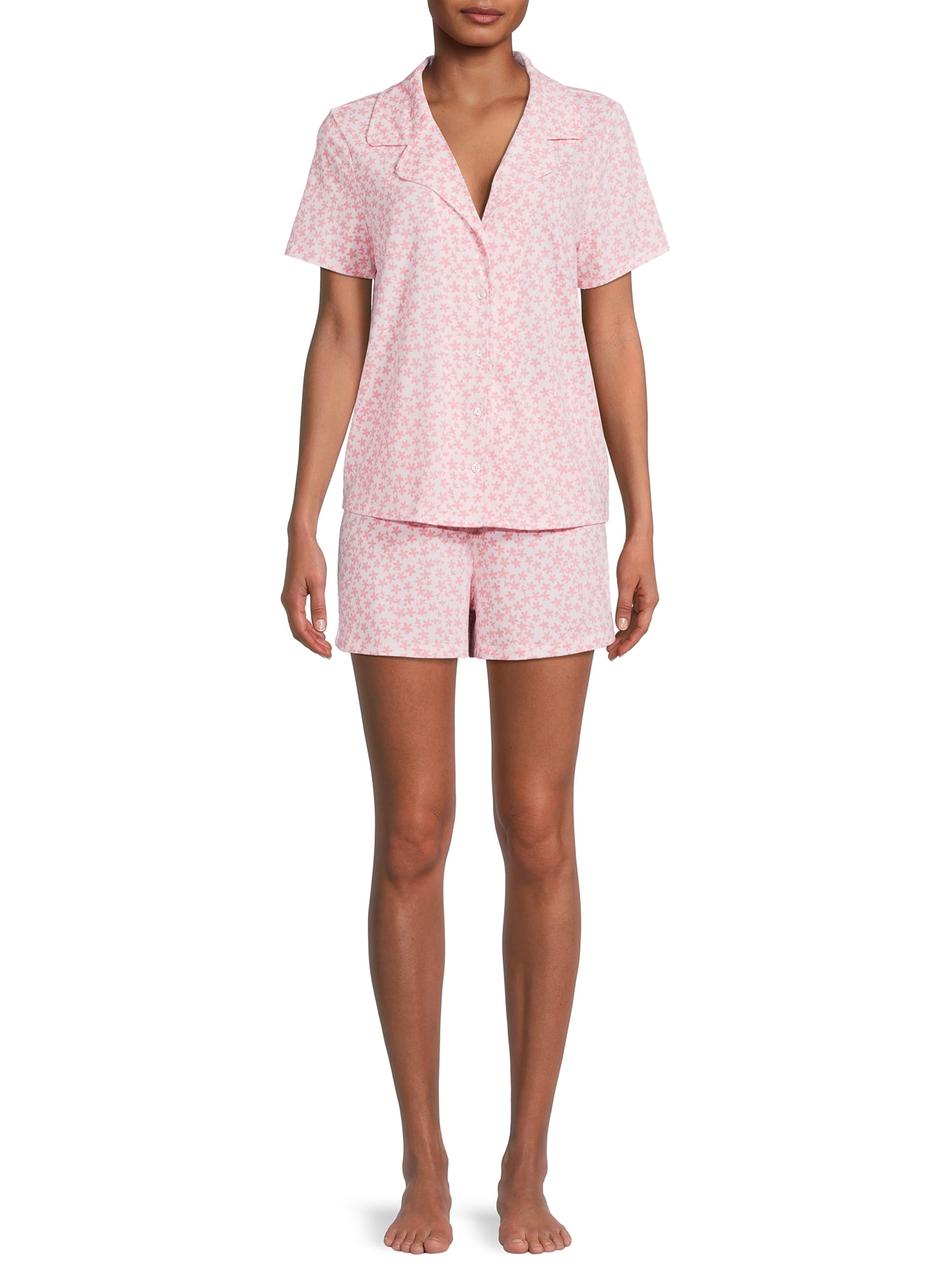 Como Blu Women's Short Sleeve Top and Shorts Pajama Set, 2-Piece