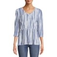 thumbnail image 1 of Como Blu Women's V-Neck Long Sleeve Top with Ruffle Edges, 1 of 5