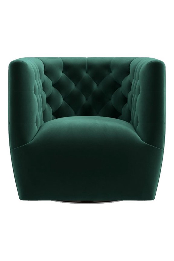 Como Mid Century Modern Comfy Green Velvet Swivel Accent Chair