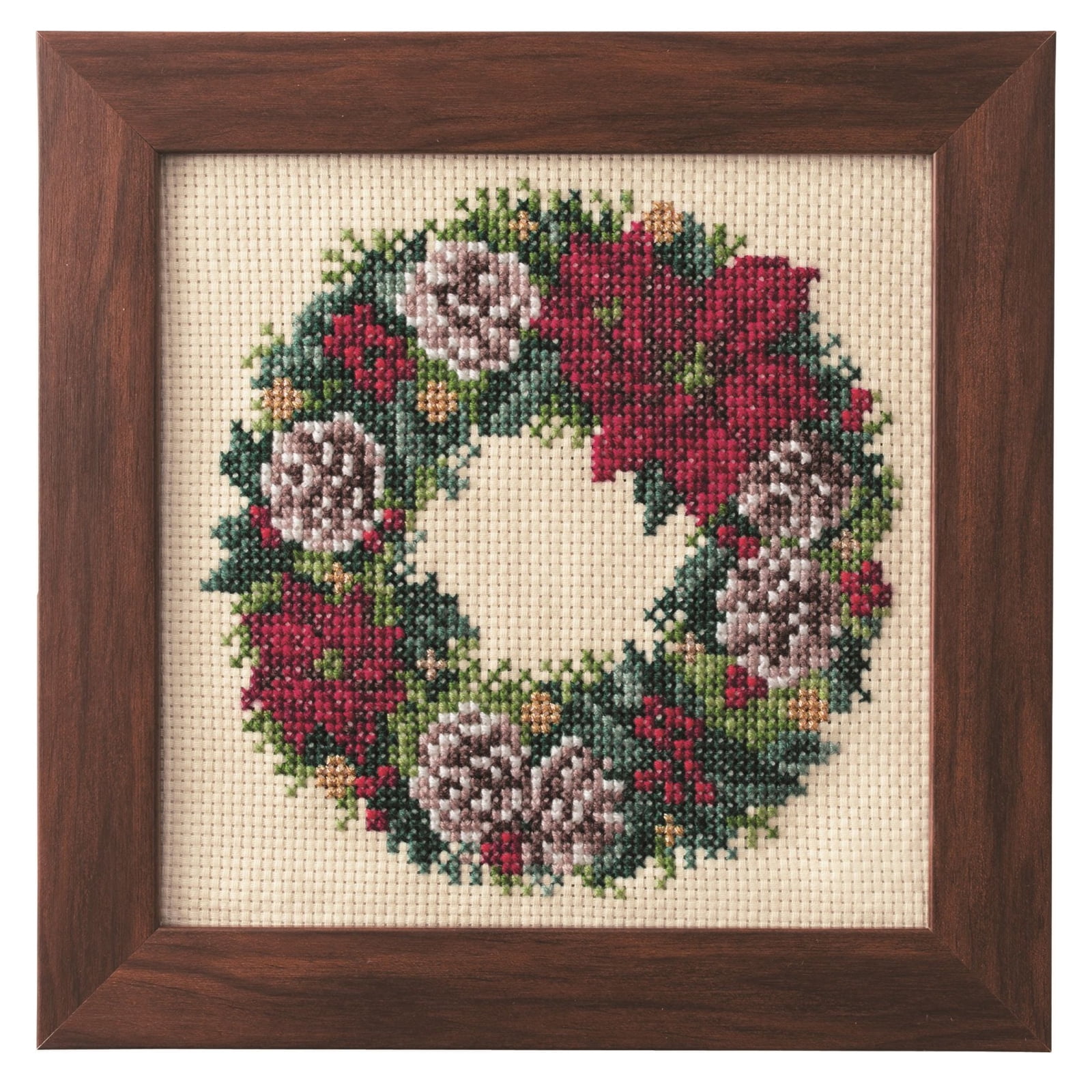 Cross Stitch Kits of Seasonal Flower Arrangement - Poinsettia Wreath