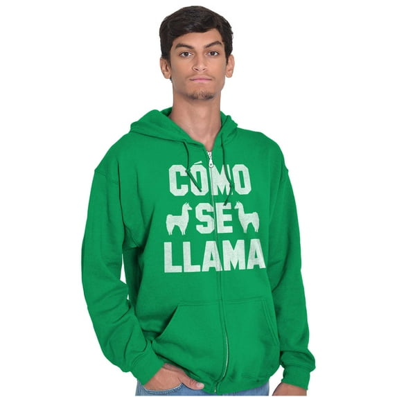 Como Se Llama Alpaca Animal Humor Zip Up Hoodie Men's Women's Brisco Brands 2X