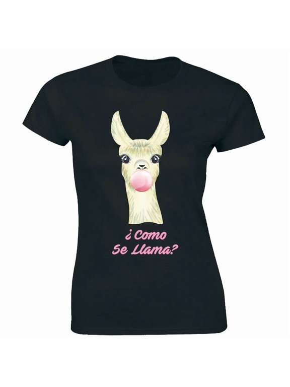 Como Se Llama Alpaca Bubblegum Graphic Gift Design Style Casual Women T-Shirt