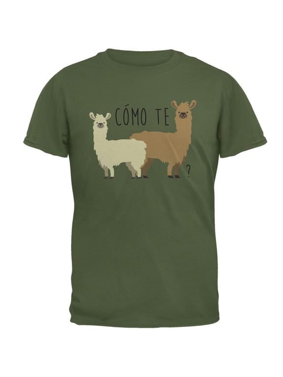Como Te Llamas Funny Llama Pun Mens T Shirt Military Green SM