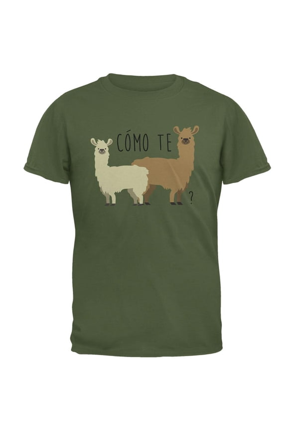 Como Te Llamas Funny Llama Pun Mens T Shirt Military Green X-LG