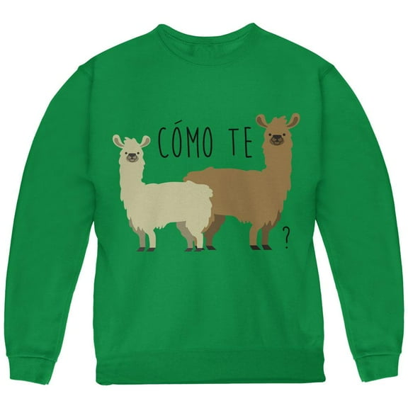 Como Te Llamas Funny Llama Pun Youth Sweatshirt Green YMD
