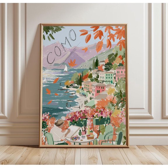 Como Travel Lake View Print Italian Wall Art, Unframed Paper Print