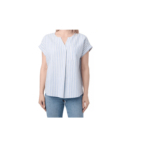 Como Vintage Women's Linen Blend 1-Pocket Short-Sleeve Popover Shirt (Medium)