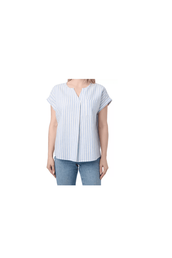 Women's Linen Blend 1-Pocket Short-Sleeve Popover Shirt (Medium)