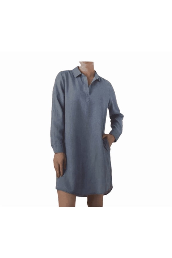 Womens Shirt Dress Light Denim Indigo XXL