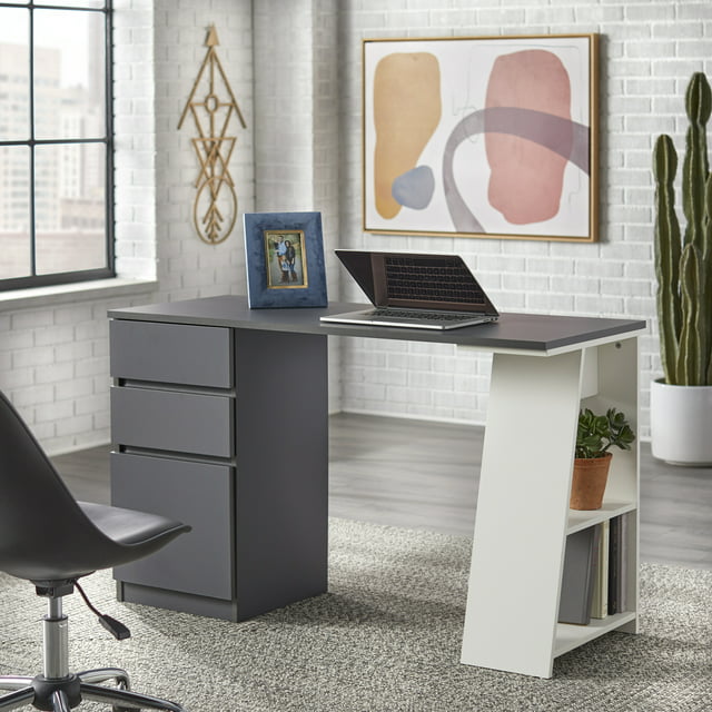 Como Writing Desk with 3 Storage Drawers, Multiple Colors